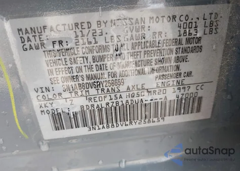 2024 Nissan Sentra Sr Xtronic Cvt from USA, damaged, VIN 3N1AB8DV6RY258659